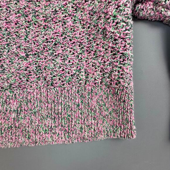 J.Jill Pink Green Cotton Knit Button Cardigan M Petite Cozy Textured - Picture 5 of 7